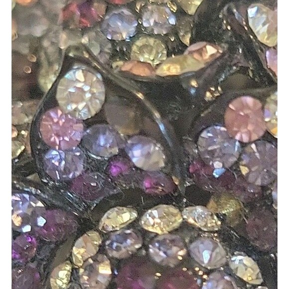 Purse Hanger w/ Triple Purples Flowers Floral Rhinestones Table Swivel - Picture 6 of 8